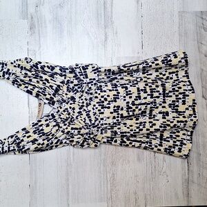 Vintage LULY K New York City Summer Top fits Small Back Tie Yellow White Black